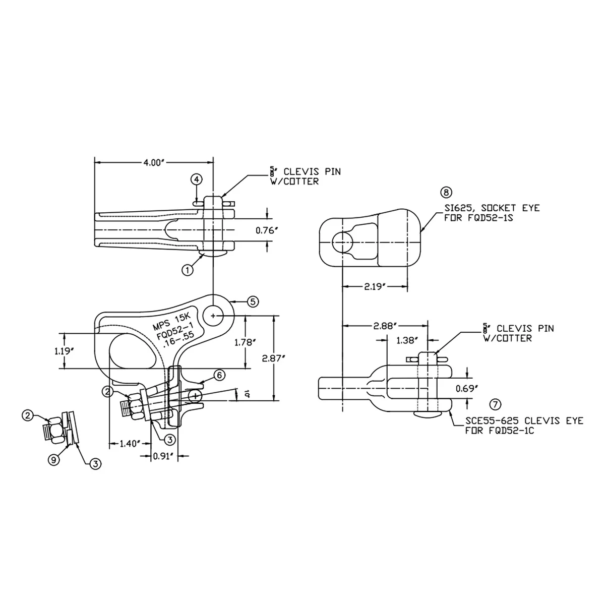 Aluminium Aerial Strain Tension Design Clamps with Enhanced Load Capacity for Woodworking Metric Measurement System