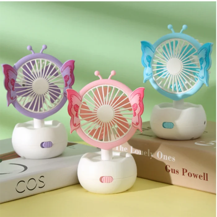 Portable Mini Desk Fan Rechargeable Table Fans with Battery USB Cable Wire one Speed Wind for Car Outdoor Household Use