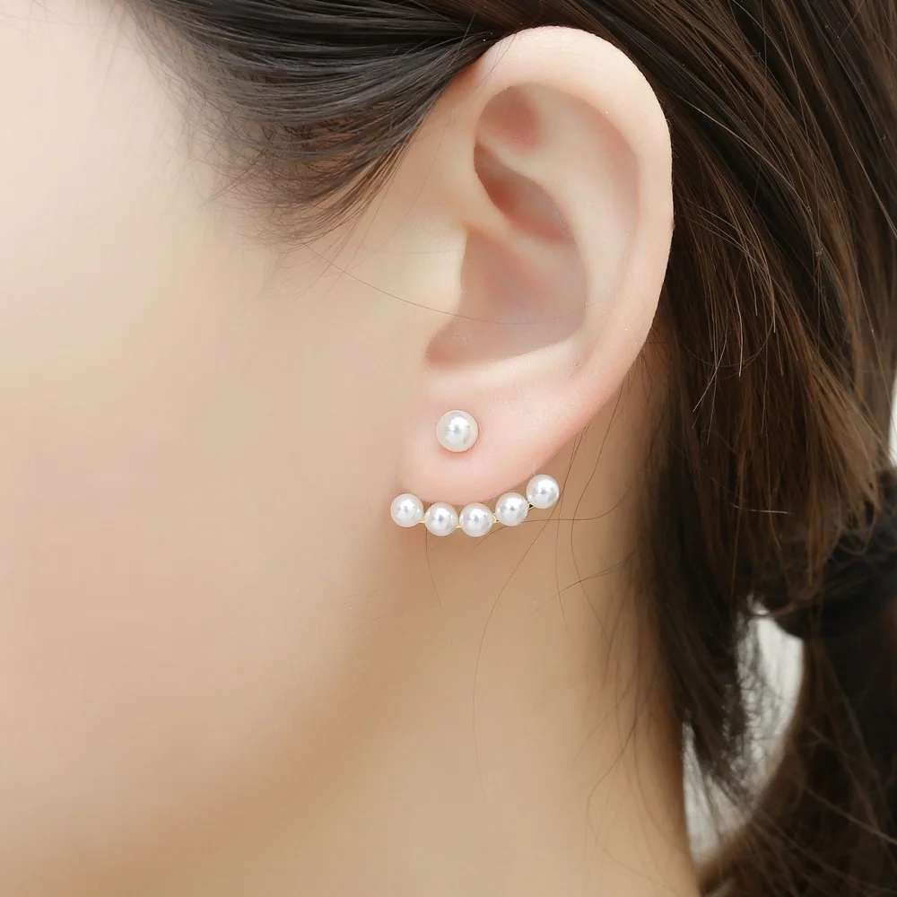  Delicate Gold Silver Plated Stainless Steel Earrings Women Freshwater Pearl Stud