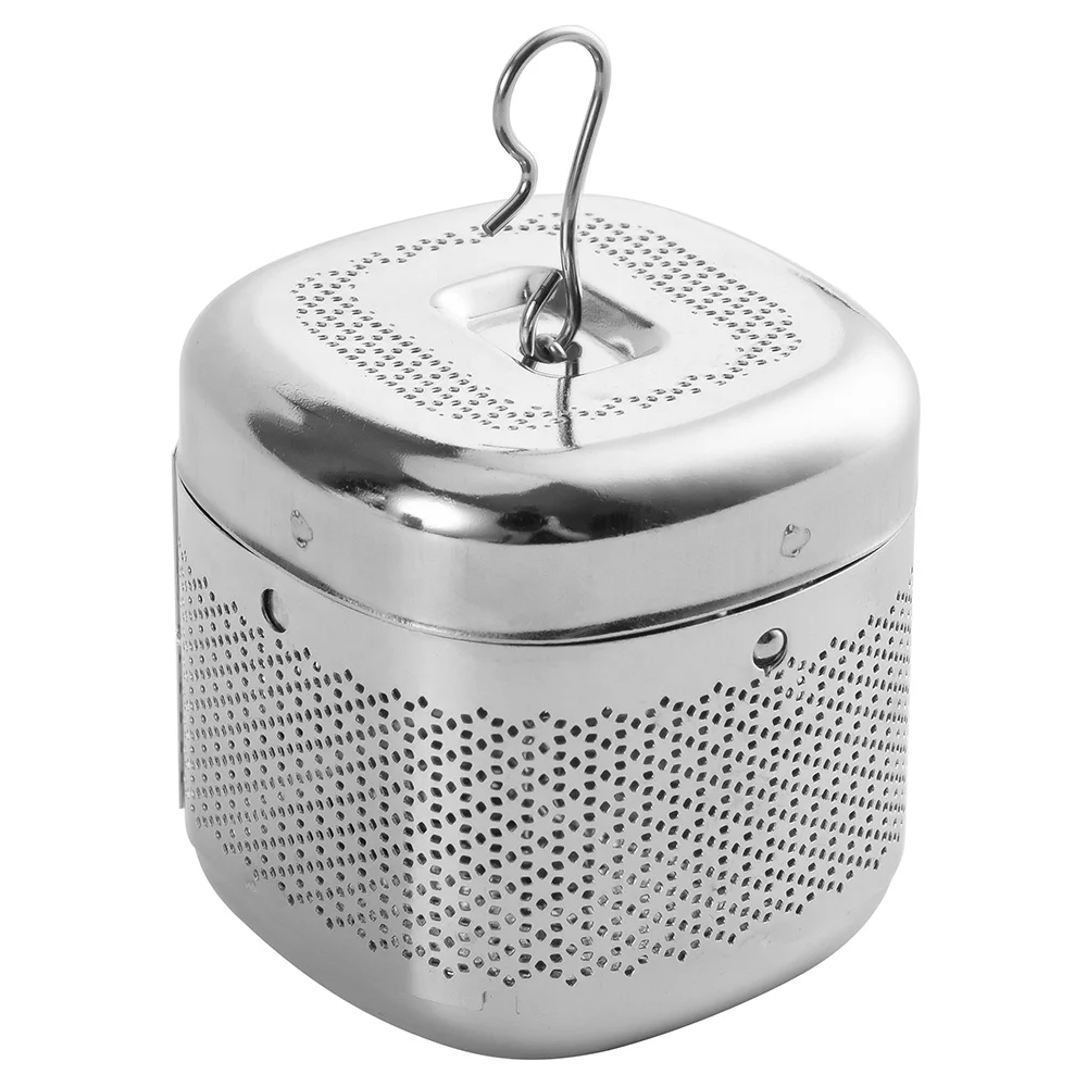 Square Box Shape 304 Stainless Steel Extra Fine Mesh Loose Leaf Tea Infuser With Retractable Chain