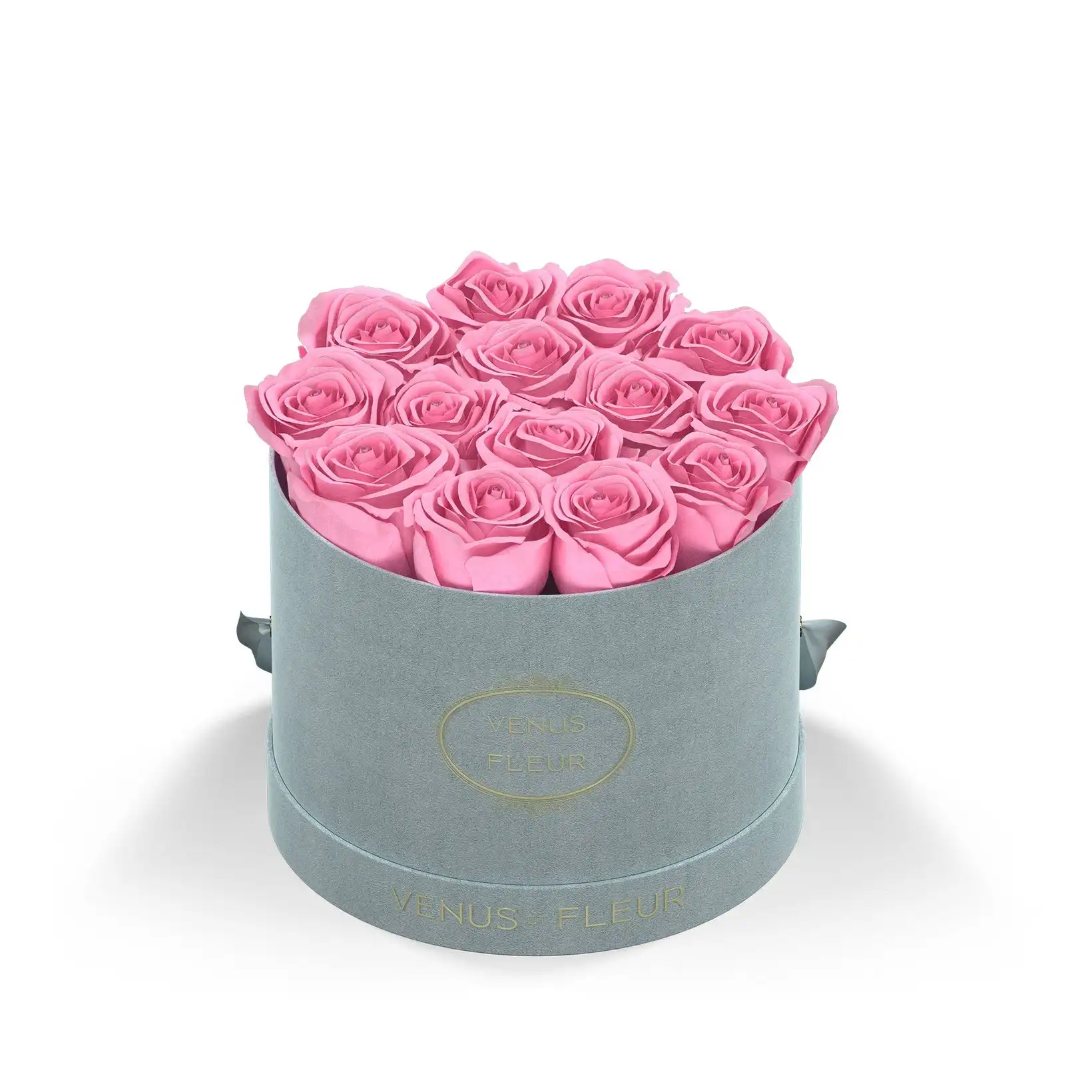Customized logo small preserved rose gift box round cylindrical suede velvet flower box