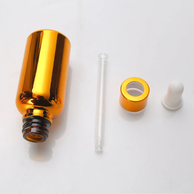 fancy 10 ml thick bottom bamboo glass designer perfume serum essential oil sample bottle gold with dropper 30 ml