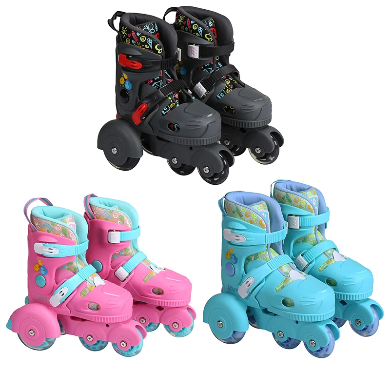 New Design for Sale Products Adjustable Durable 3 Big Wheels Safe for Kids and Beginners Pink Flashing Roller Skates