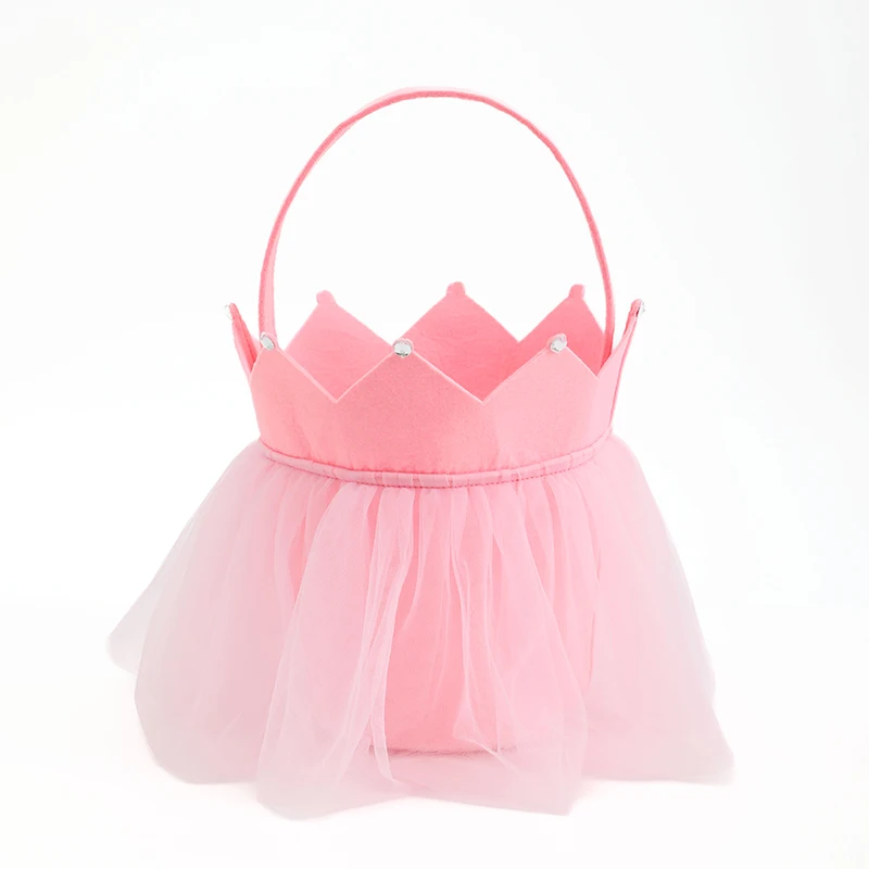 wholesale princess easter bag girl jewelry lace crown easter basket