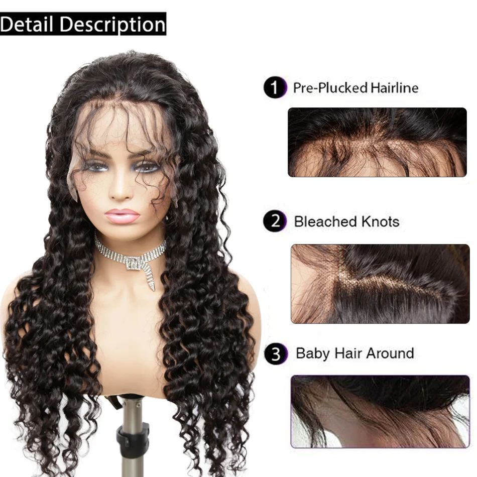 Factory Wholesale Deep Wave HD Full Lace Wigs Human Hair Lace Front Peruvian Virgin Hair 360 Lace Front Wigs for Black Women