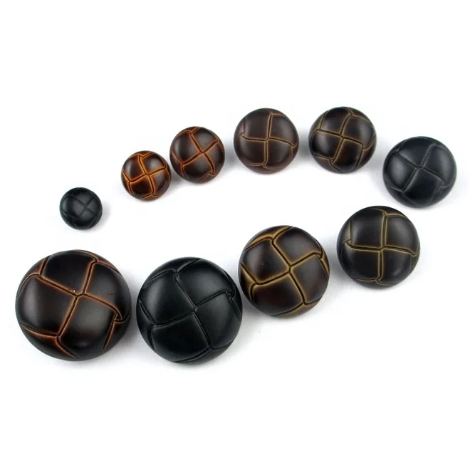 High quality brown color football plastic leather button with shank