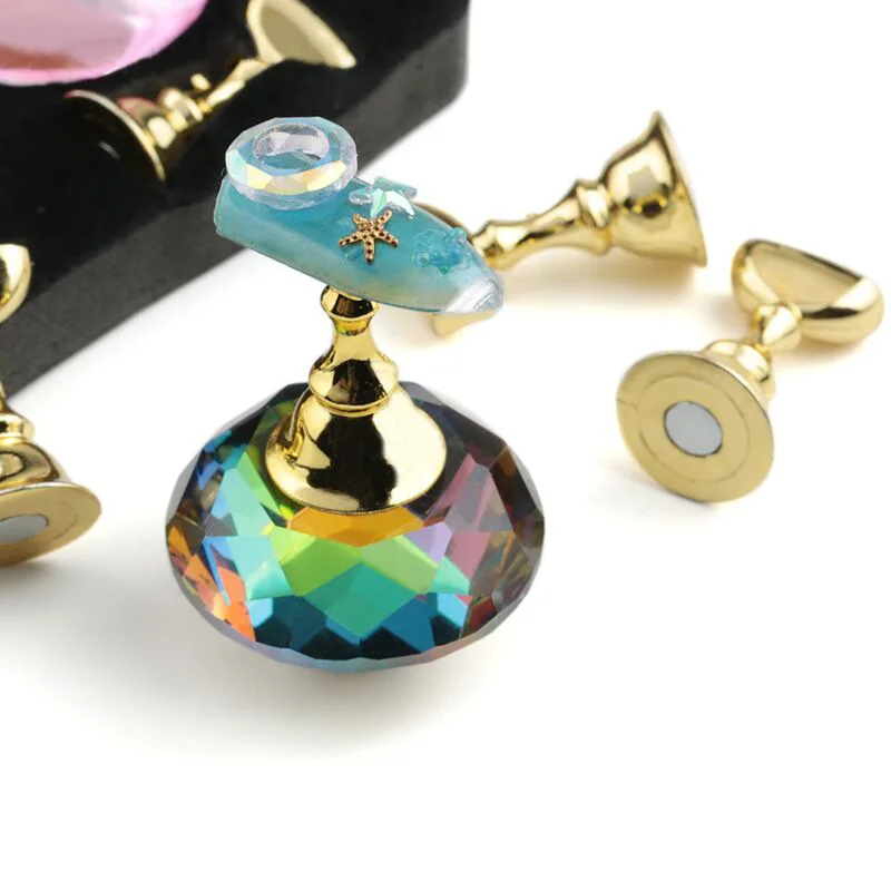 Bview Tools Wholesale Crystal Base Magnetic Stand False Nail Art Display Tip Holder Set