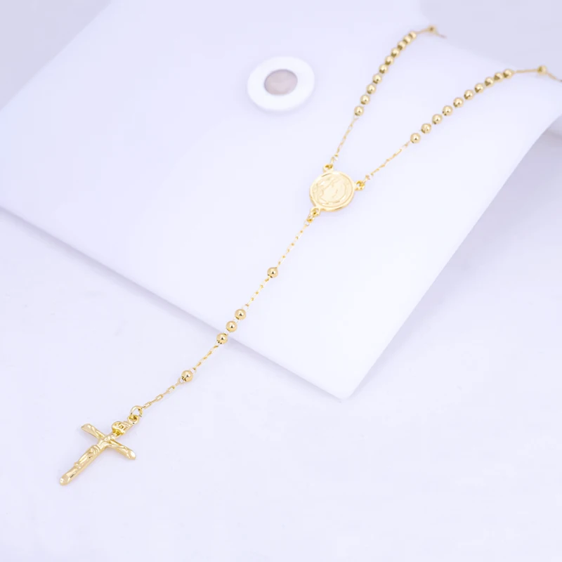 Wholesale best-selling products fashion 18K gold-plated stainless steel jewelry Rosary cross religious Necklace sales products