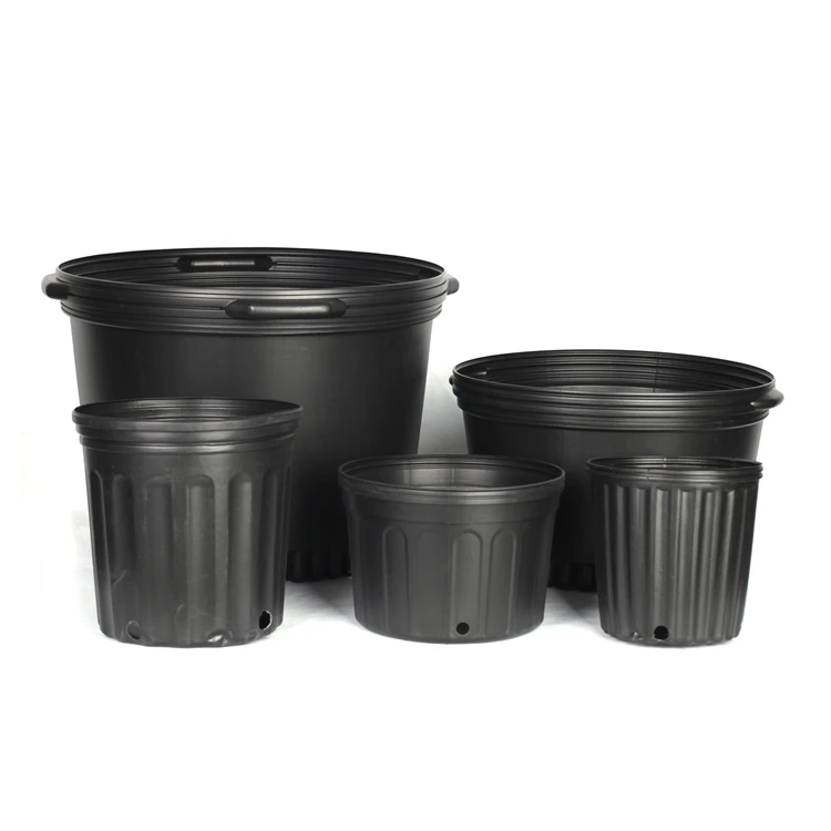 Durable Large Flower Plant Pot Black Plastic Nursery Pots 20 25 Gallon Plastic Flower Pot