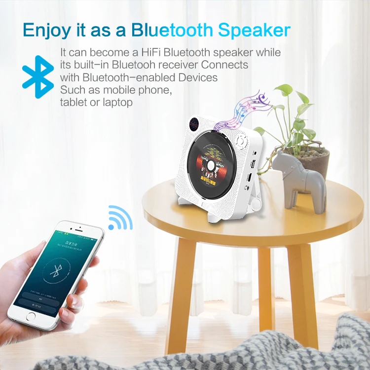 
2021 Walkman CD player Multifunction Black Music CD player MP3 Speaker FM Radio BT Output USB Connection Portable CD Player 