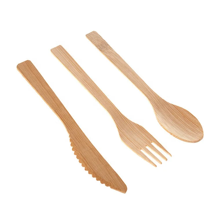 
Wholesale High Quality Biodegradable Flatware Disposable Wooden Bamboo Cutlery Travel Set 170mm 