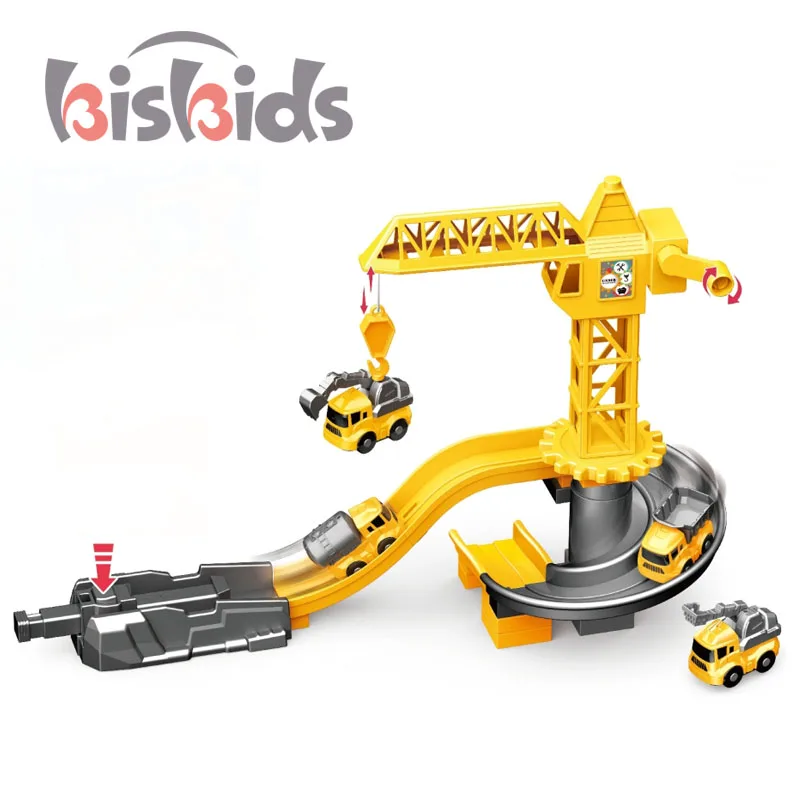 16pcs Alloy Engineering Car Toy Deformable Tire Parking Lot Set Toys Car With Manual Slide Control Kids Play Toys