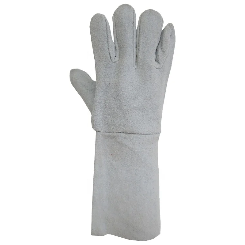 
welding gloves cow split leather hot resistance gloves unlined CE EN388 EN407 EN12477 