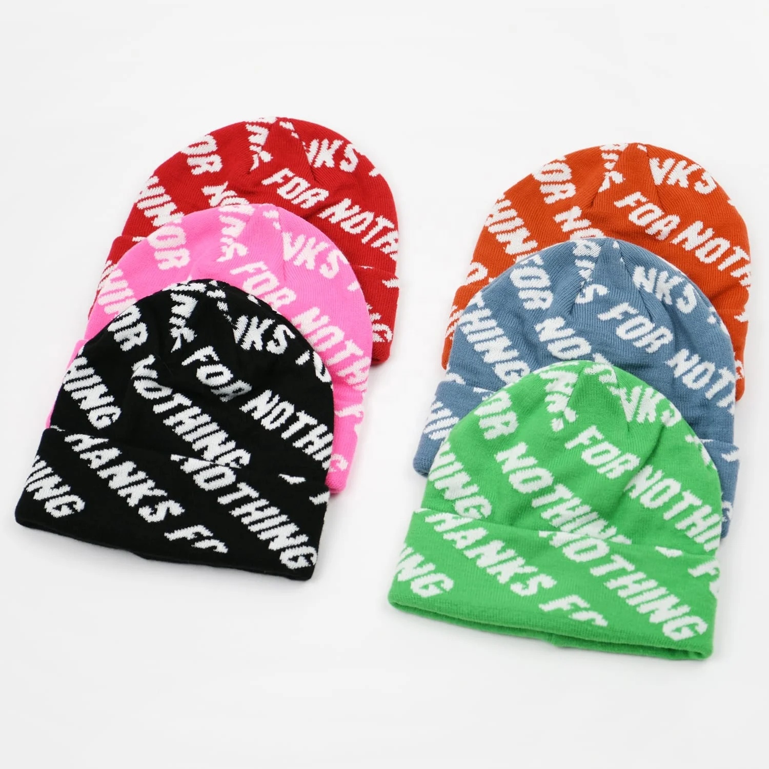 Skull fisherman beanie hats custom logo y2k streetwear jacquard all over print character graphic warm thick knit hats