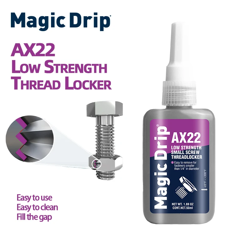 Wholesaler Anaerobic Adhesives Glue 50ml OEM Low Strength Small Screw Threadlocker Anaerobic Sealants AX22