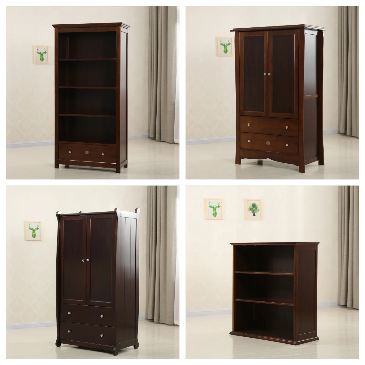 Baby locker with drawers double doors large capacity children storage cabinet solid wood baby furniture