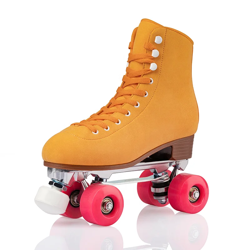 Soft 4 wheels double row  skates  Outdoor Roller Skates flannel old fashioned roller skates for Adults