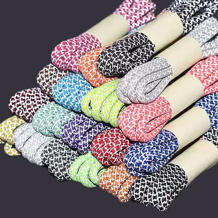 Customized Laces Ends Black Polyester Reflective Rope Shoelaces For Yeezy 350