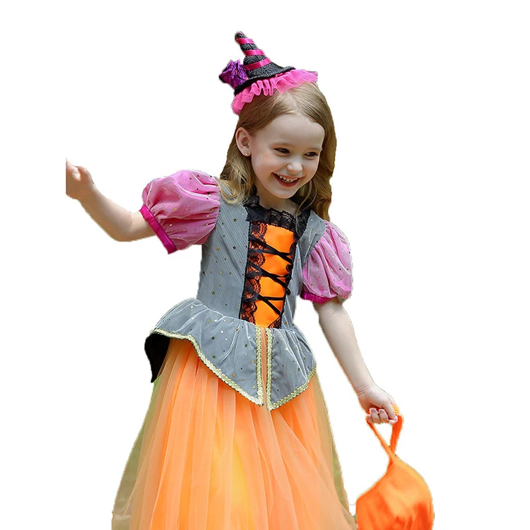 Wholesale Hot Selling Girls Lovely Yellow Witch Costume