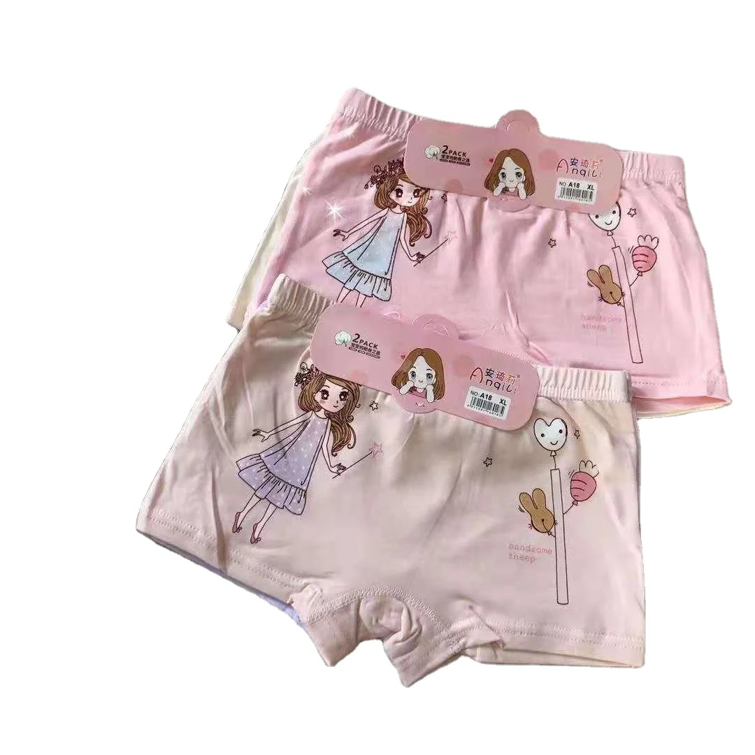 2~14Y Girls Cartoon Boxes Children Short Cotton Underwear Cute Printing Kids Boxers Panties For Girls