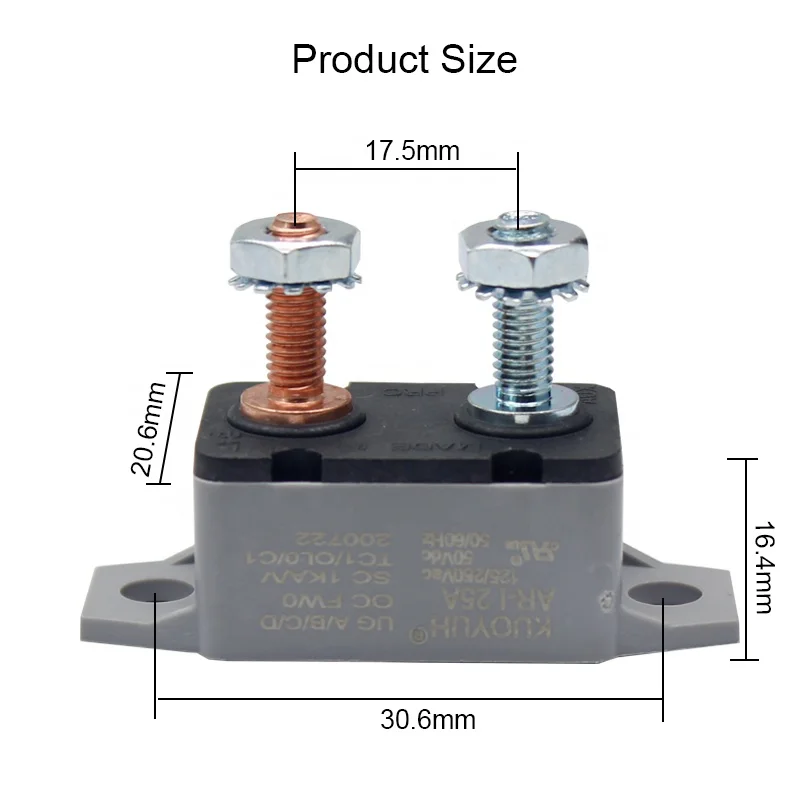  50V DC 25A marine boat truck bus solar panel automatic reset battery Kuoyuh circuit breaker