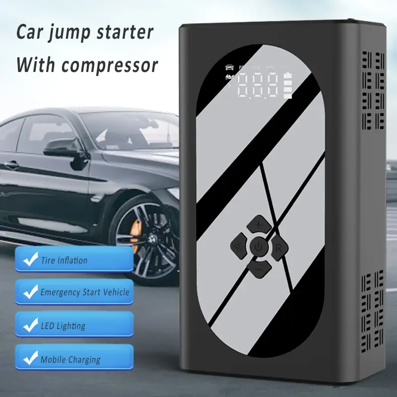 4 in 1 Portable  Car Jump Starter with air Compressor Jump Starter Booster Pack 12V Jump Box with Air Pump