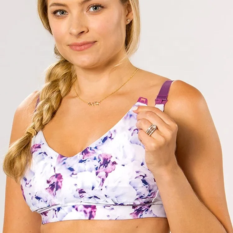 Eco Friendly Fabric Ladies Active Top Bra Fitness Mama Bras Recycle Pattern Women Nursing Sports Bra