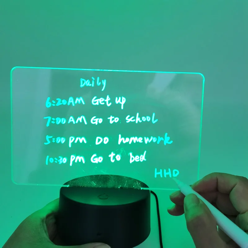 Diy Children Gift Blank 3d Creatives Pen Rewrit Acrylic Note Board Led Rewrirable Night Light With Message Board