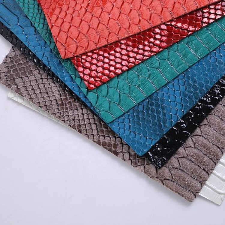 Modern design upholstery sofa garment faux synthetic artificial PVC PU Leather snake leather for bags