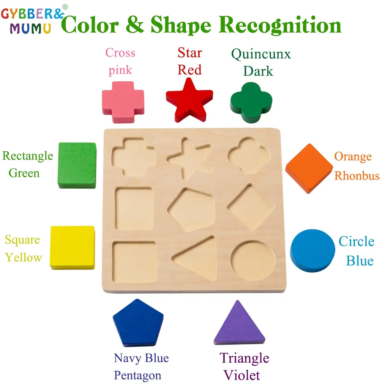 Preschool Colorful Wooden Shape Puzzle Sorter Blocks for Toddlers 18 Month