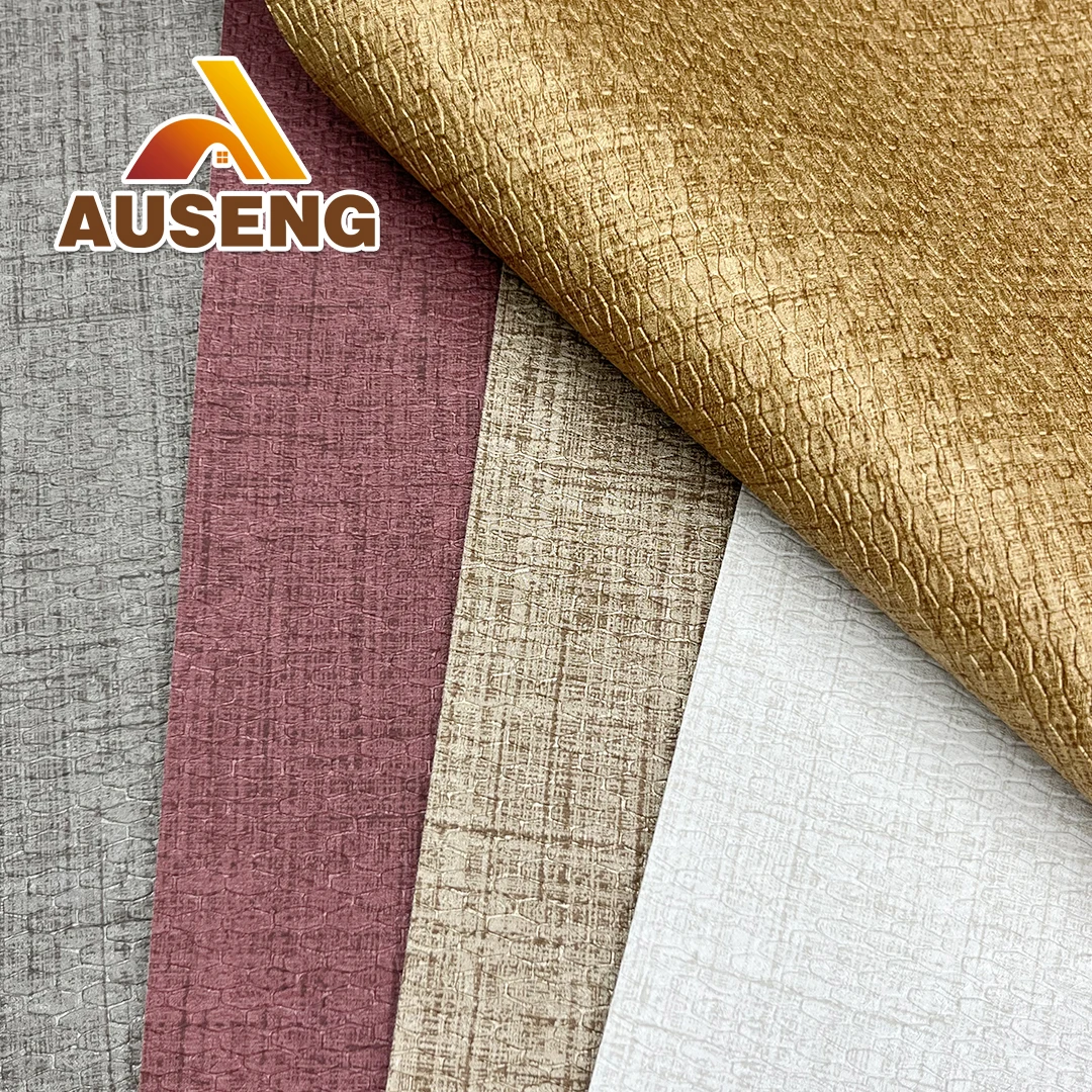 3D Design Contemporary Commercial Fireproof Vinyl Wallcoverings Waterproof Wallpaper Roll Fabric Backing For Office Building
