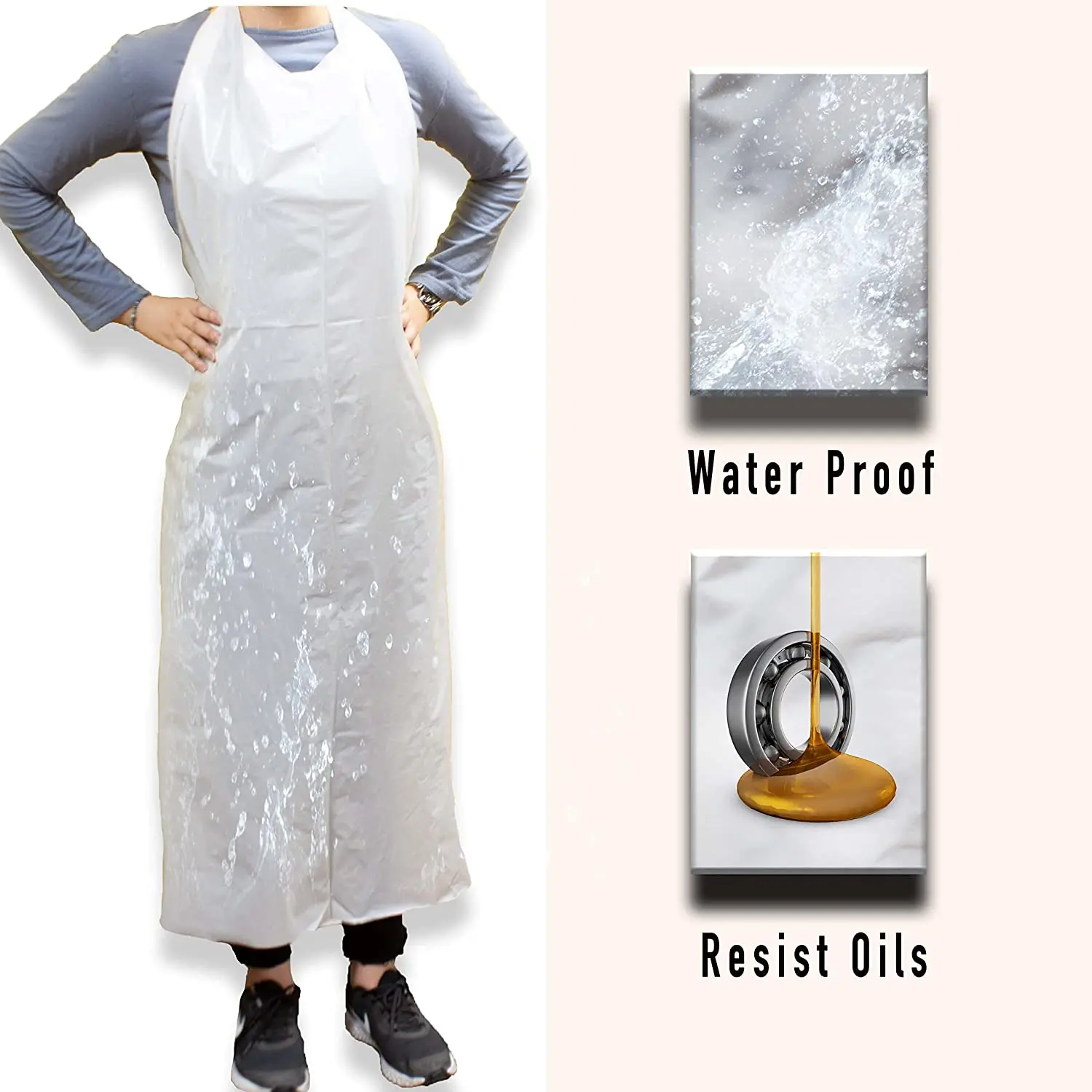 Roll pack flat pack Disposable Apron Plastic Apron Waterproof PE Apron with white color