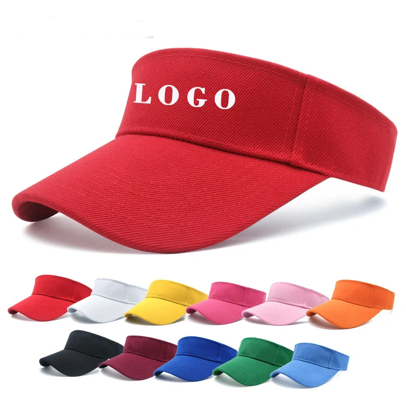 Custom Embroidery Printed Logo Outdoor Adjustable Sun Cap Quick Fast Dry Visor Hats for Women and Men Beach Sun Visor Hat
