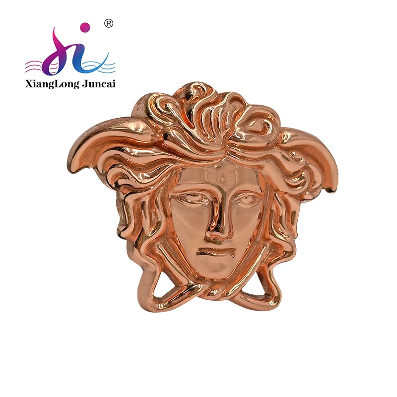 Metal Beauty face Wholesale Decorative Small Gold Alloy Medusas Emblem for Bag and Furniture
