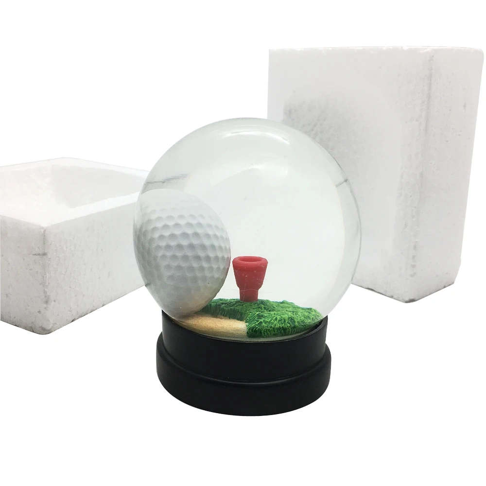 Custom resin golf snow dome water snow ball glass globe gift foam snow globe