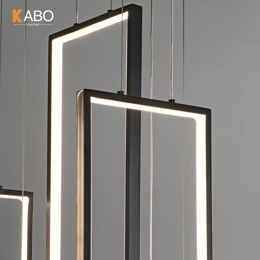 Indoor Lighting Led Stair Pendant Light Hanging Lamp Long Staircase Chandelier Large Big Modern Metal Chandelier