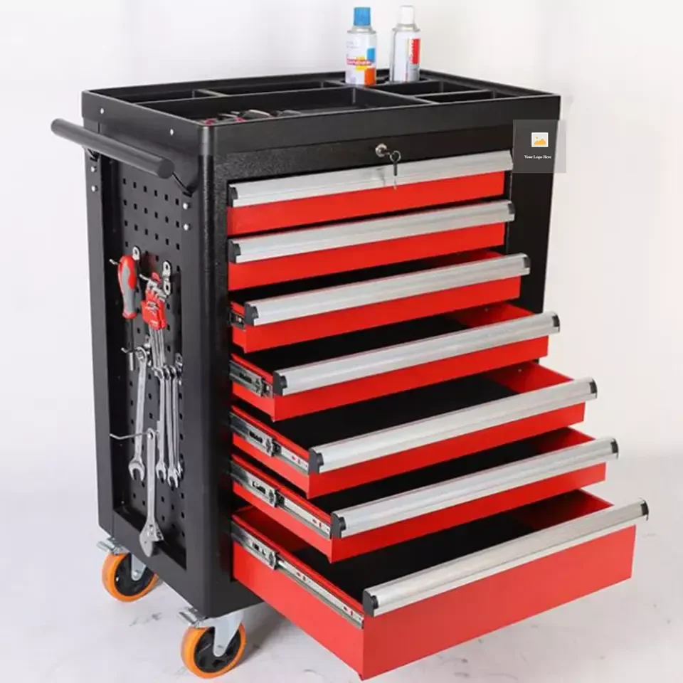 Original 7 Drawers Steel Chest Drawer With Pegboard Tool Storage Cabinet Garage Workshop Tool Boxes