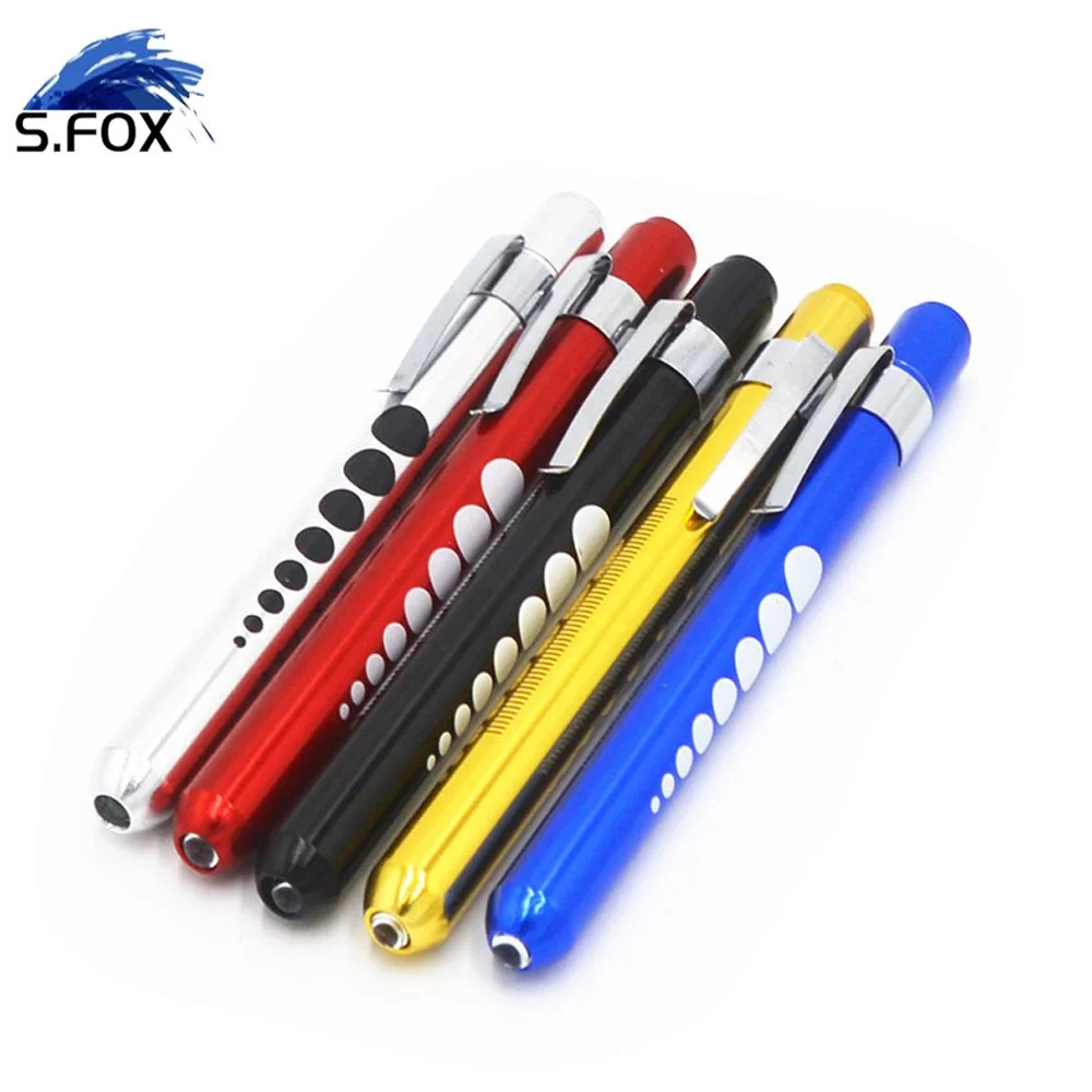 Blister Gift Packing Engraved LOGO Metal Medical Doctor Pen Flashlight with Scale Pupil