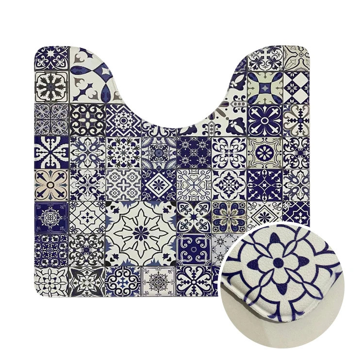 
5-8mm Environmental hot sales comfort anti slip easy cleaning printed marble bath and toilet pvc mat 