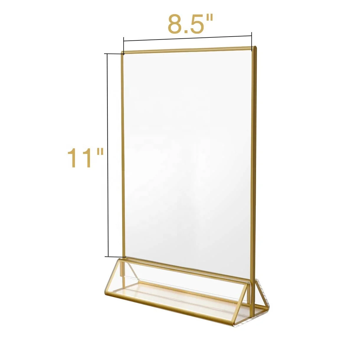 gold acrylic table number place card holder wedding sign and restaurant table numbers 8.5 x 11