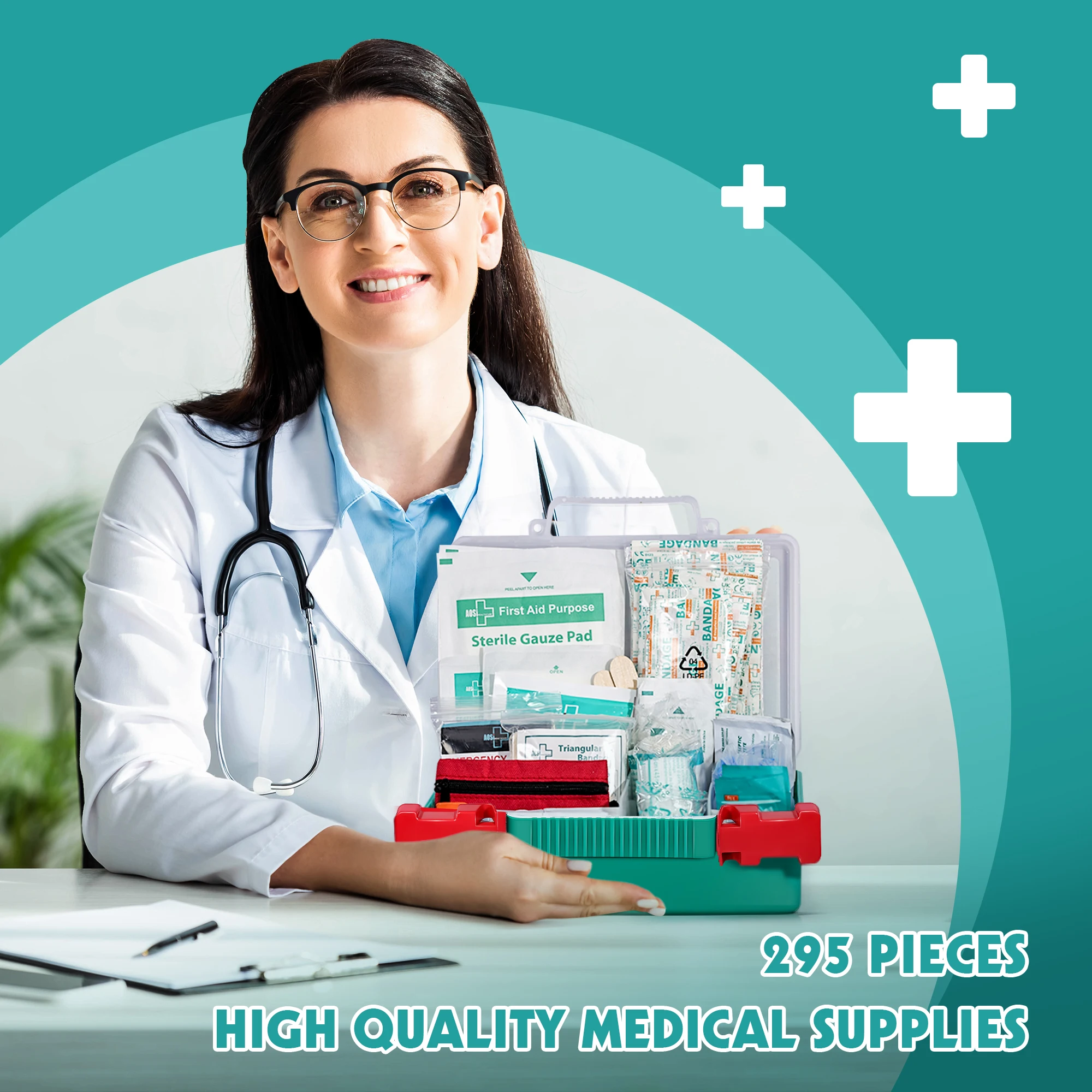 DIN 13169 Durable Premium 50 Person First Aid Medical Kit Wall Mount First Aid for Office Workplace Industrial