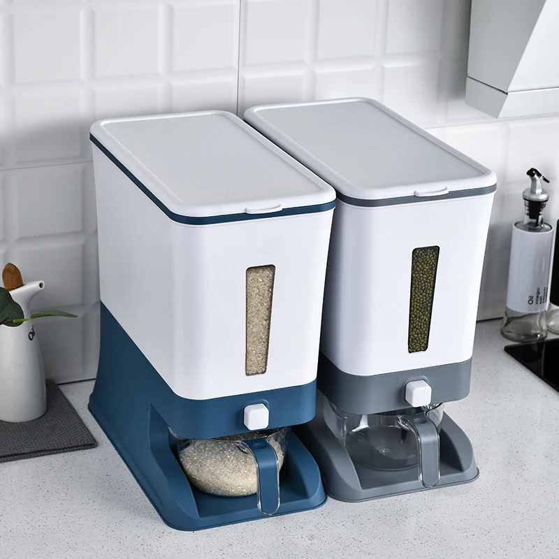 Grains Rice Bucket Rice Storage Tank Rotary Rice Storage Dry Food Dispenser Food Storage Box Cereal Dispenser