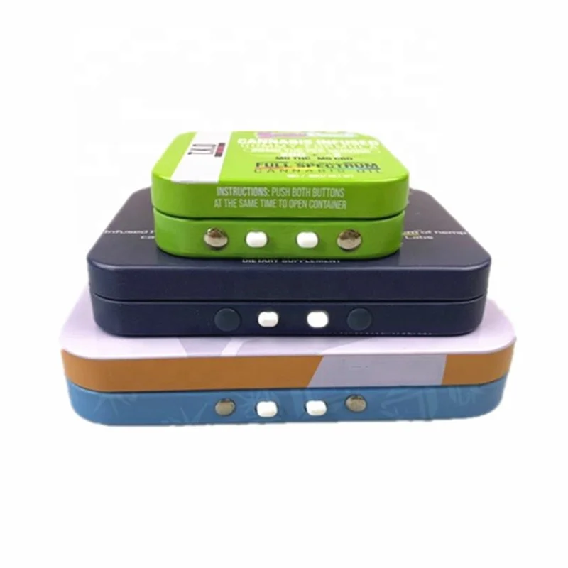 Custom Child Resistant tin box for king size rolls single pack and multi pack joints with tray air tight smell proof