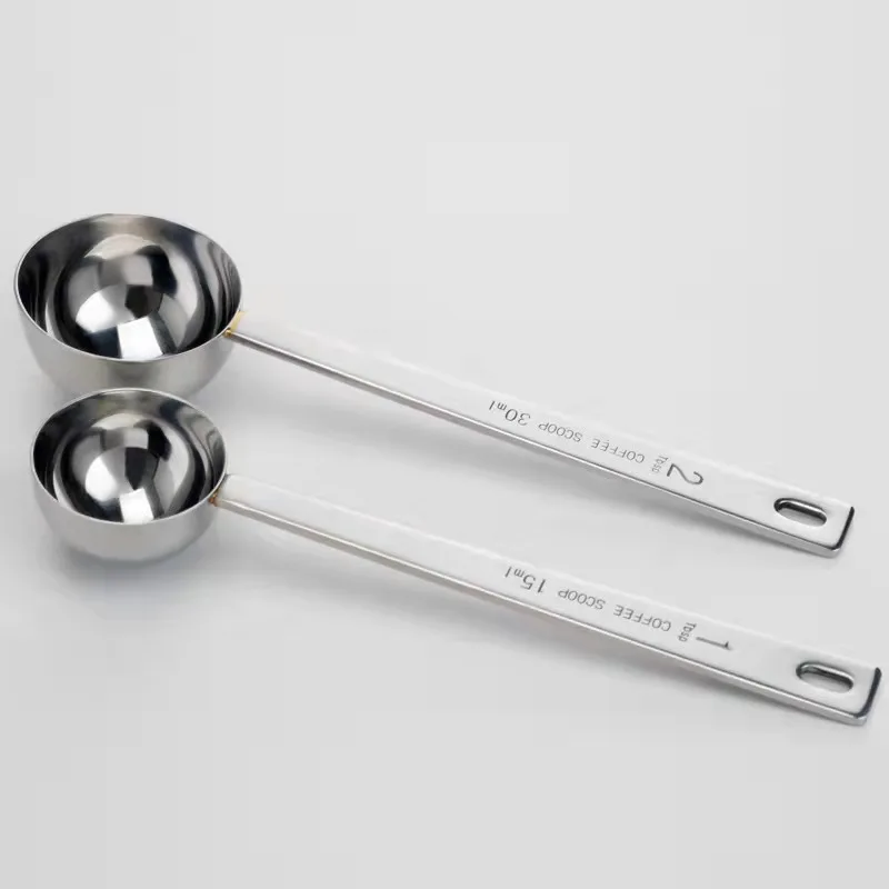 Modern 1 Tbsp 15ml & 2 Tbsp 30ml Stainless Steel Coffee Measuring Spoon and Scooper with Long Handles