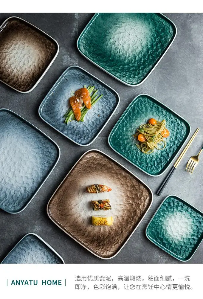 New modern japanese plate style marble ceramic plates for sushi and steak dinner plate
