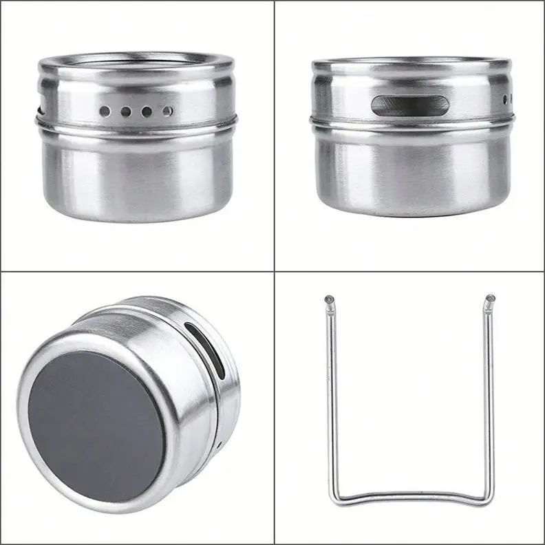Stainless Steel Magnetic Pepper Storage Pot Condiment Container set Seasoning Spice Jar Set