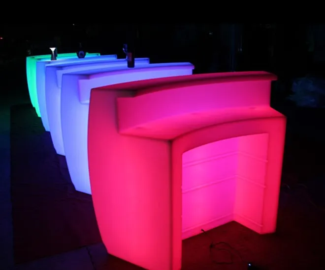 RGB lighting up bar furniture table sectional LED curved bar counter