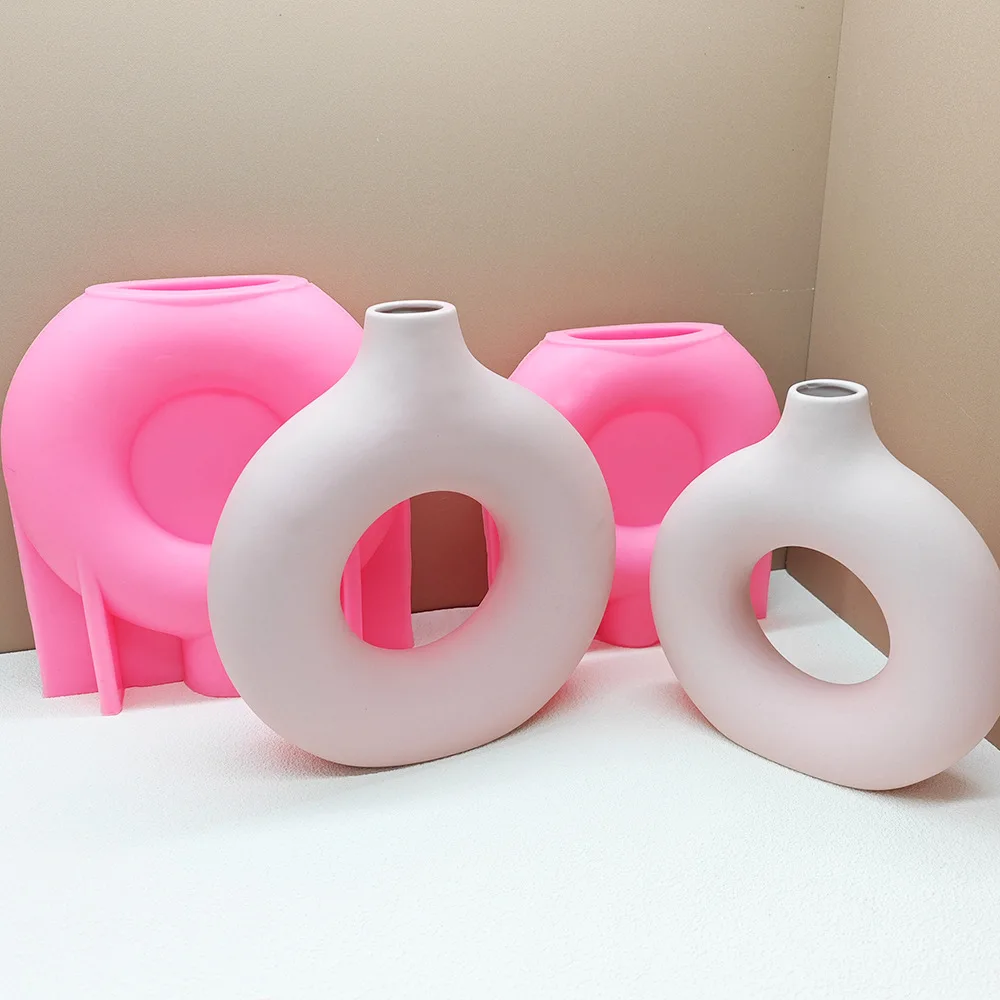 Large Nordic Circles Vase Silicone Mold Home Ornaments Desktop Decorations Casting Mould DIY Concrete Gypsum Vase Making Tool