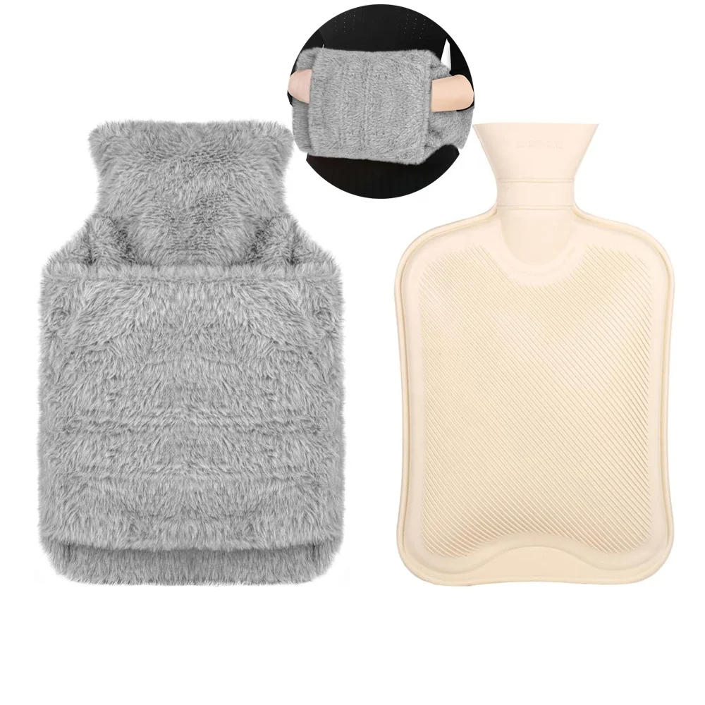 wholesale custom plush hot water bag cover with pocket for winter hand warmer quick supply hot water bottles cover