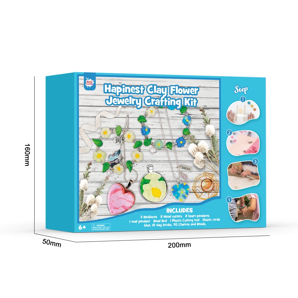 Make Your Own Clay Jewelry Craft Kit For Girls Arts And Crafts For Kids Ages 8+ Oven Bake Polymer Clay Kit Creating Jewelry